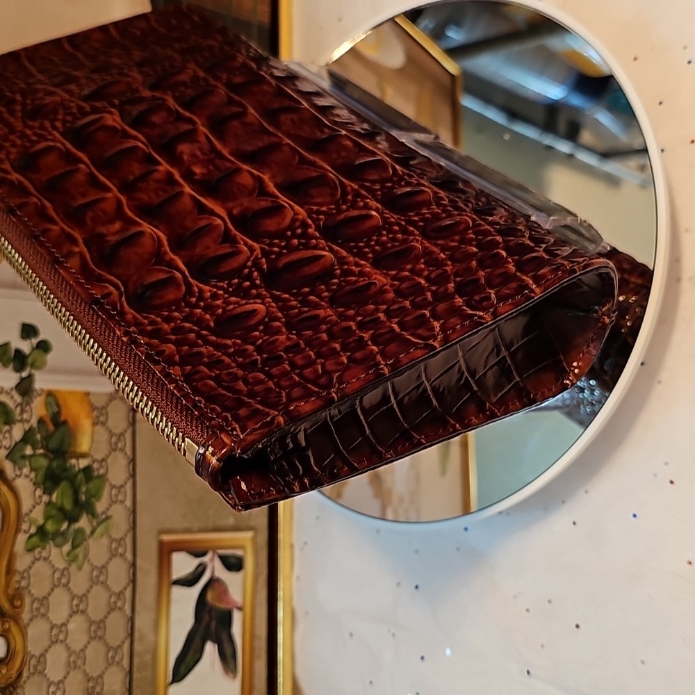 Brahmin Brown Crocodile Embossed Clutch - Picture 6 of 11